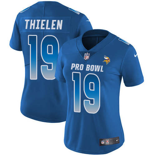 Nike Vikings #19 Adam Thielen Royal Women's Stitched NFL Limited NFC 2018 Pro Bowl Jersey
